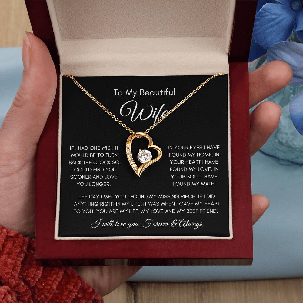 To My Beautiful Wife | Forever Love Necklace Gift | The Perfect Present to Say "You Are My Missing Piece"