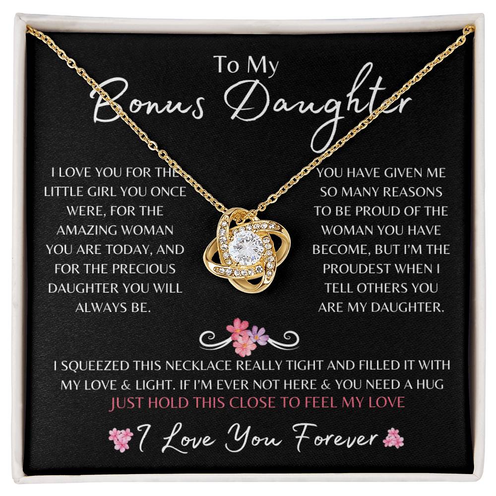To My Bonus Daughter | Love Knot Necklace Gift | The Perfect Present to Say "I'm Proud to Call You My Daughter"