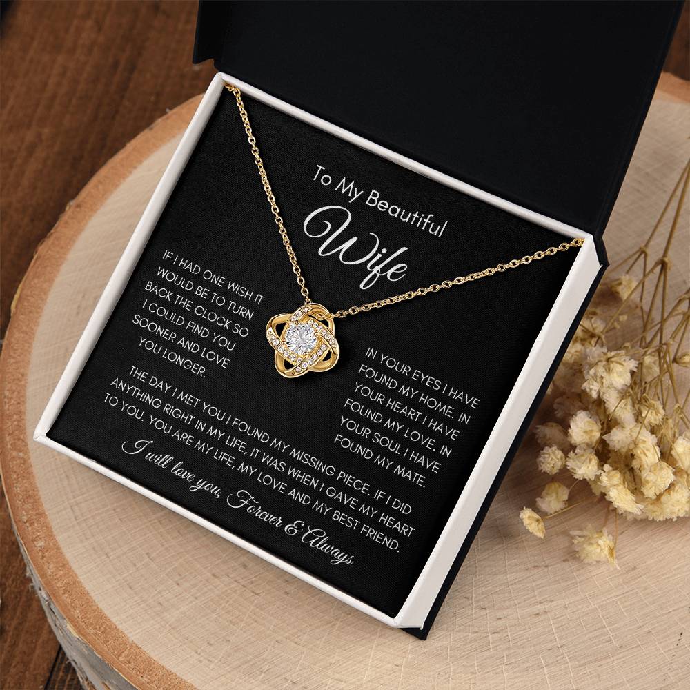 To My Beautiful Wife | Love Knot Necklace Gift | The Perfect Present to Say "You Are My Missing Piece"