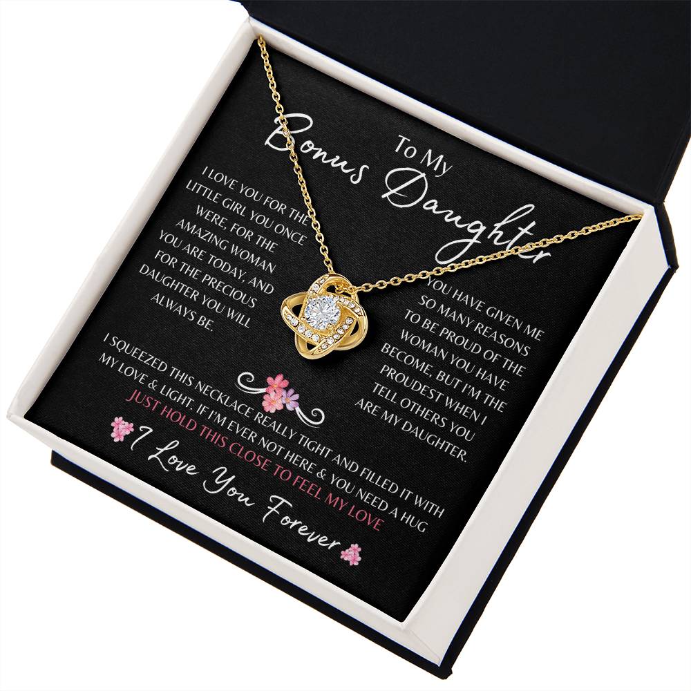 To My Bonus Daughter | Love Knot Necklace Gift | The Perfect Present to Say "I'm Proud to Call You My Daughter"