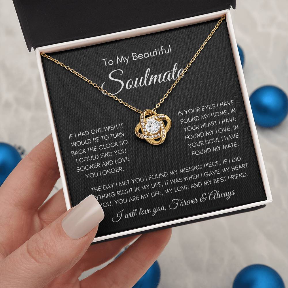 To My Soulmate | Love Knot Necklace Gift | The Perfect Present to Say "You Are My Missing Piece"