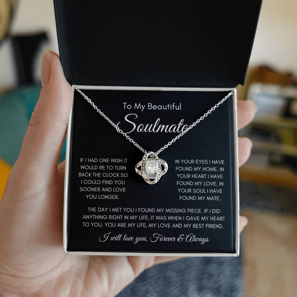 To My Soulmate | Love Knot Necklace Gift | The Perfect Present to Say "You Are My Missing Piece"