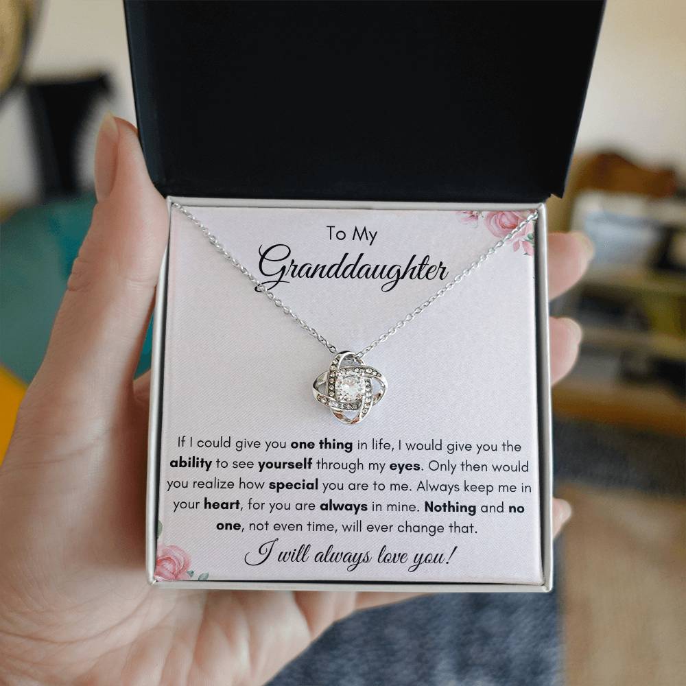 To My Granddaughter | Love Knot Necklace Gift |The Perfect Present to say "Keep Me In Your Heart"