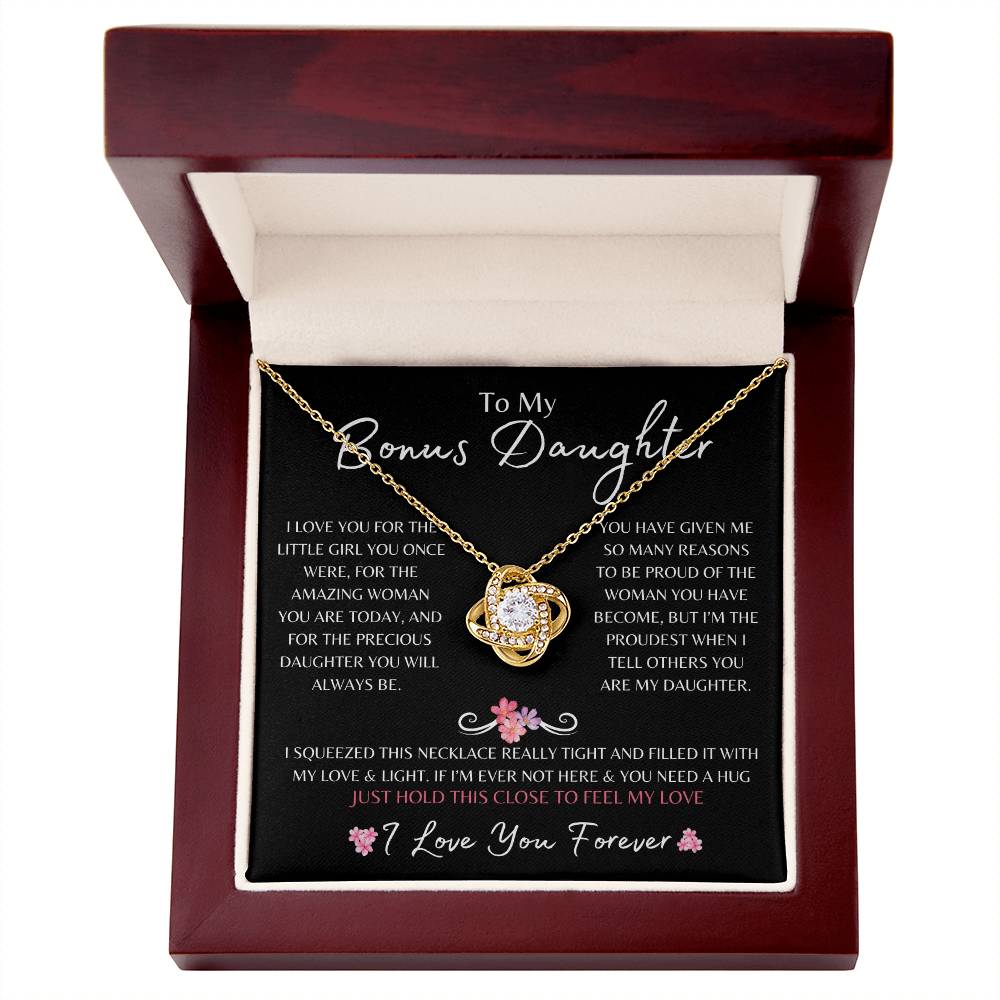 To My Bonus Daughter | Love Knot Necklace Gift | The Perfect Present to Say "I'm Proud to Call You My Daughter"