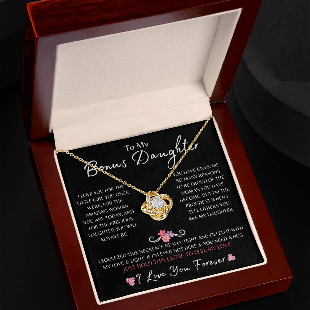 To My Bonus Daughter | Love Knot Necklace Gift | The Perfect Present to Say "I'm Proud to Call You My Daughter"