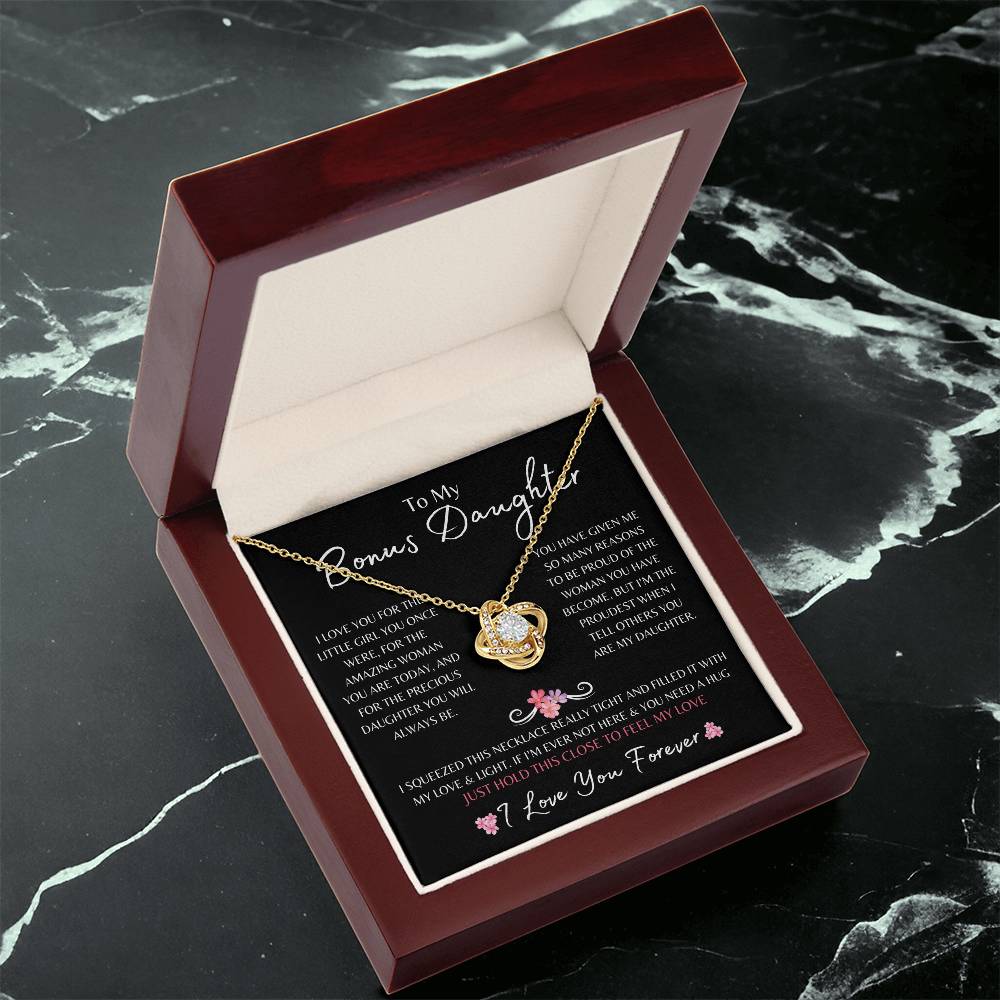 To My Bonus Daughter | Love Knot Necklace Gift | The Perfect Present to Say "I'm Proud to Call You My Daughter"