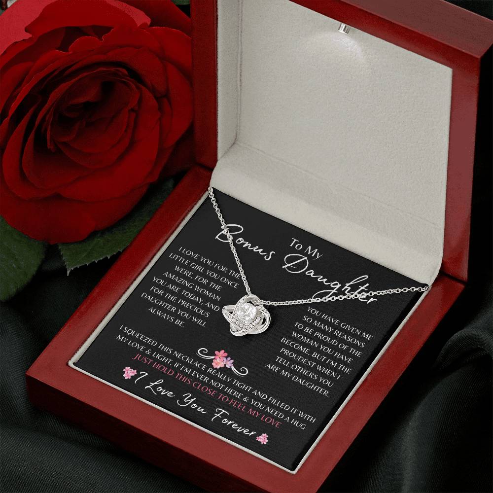 To My Bonus Daughter | Love Knot Necklace Gift | The Perfect Present to Say "I'm Proud to Call You My Daughter"
