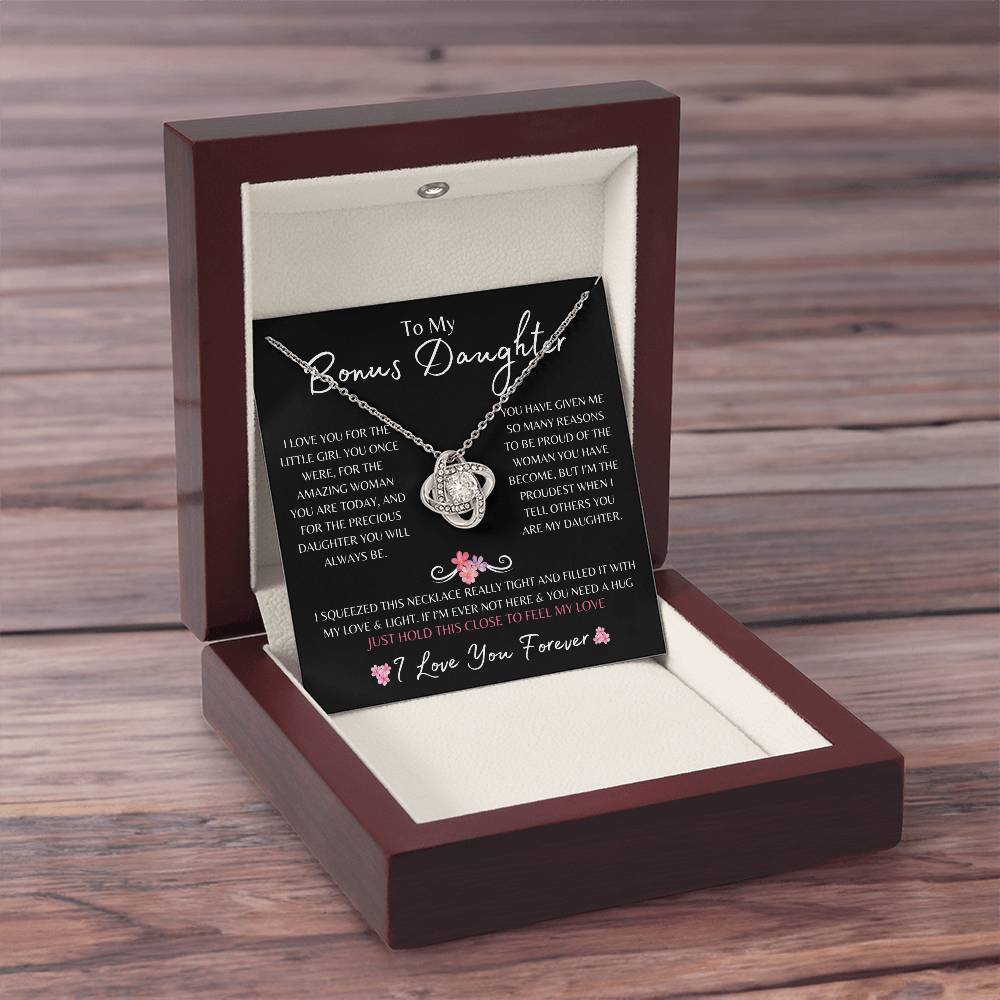 To My Bonus Daughter | Love Knot Necklace Gift | The Perfect Present to Say "I'm Proud to Call You My Daughter"