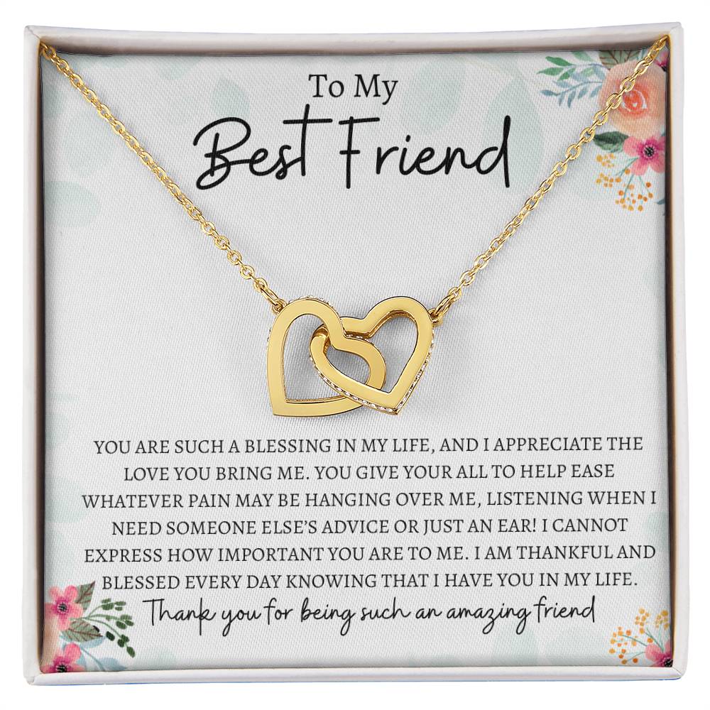 To My Best Friend | Interlocking Hearts Necklace Gift | The Perfect Present to Say "Thank you For Being Such an Amazing Friend"