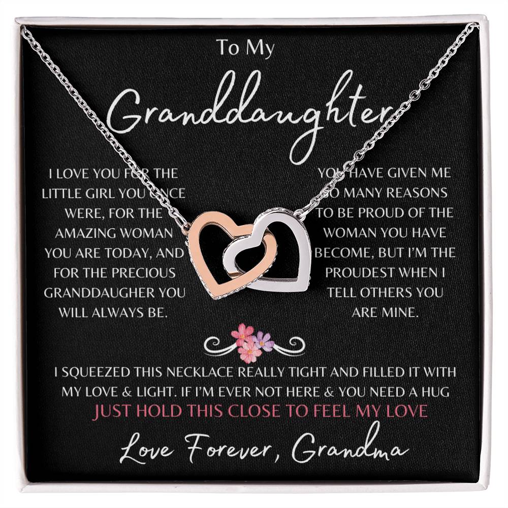 To My Granddaughter From Grandma | Interlocking Hearts Necklace Gift | The Perfect Present to Say "You Are Precious to Me"