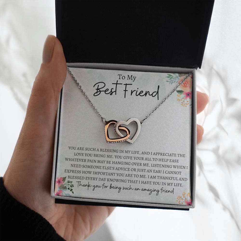 To My Best Friend | Interlocking Hearts Necklace Gift | The Perfect Present to Say "Thank you For Being Such an Amazing Friend"