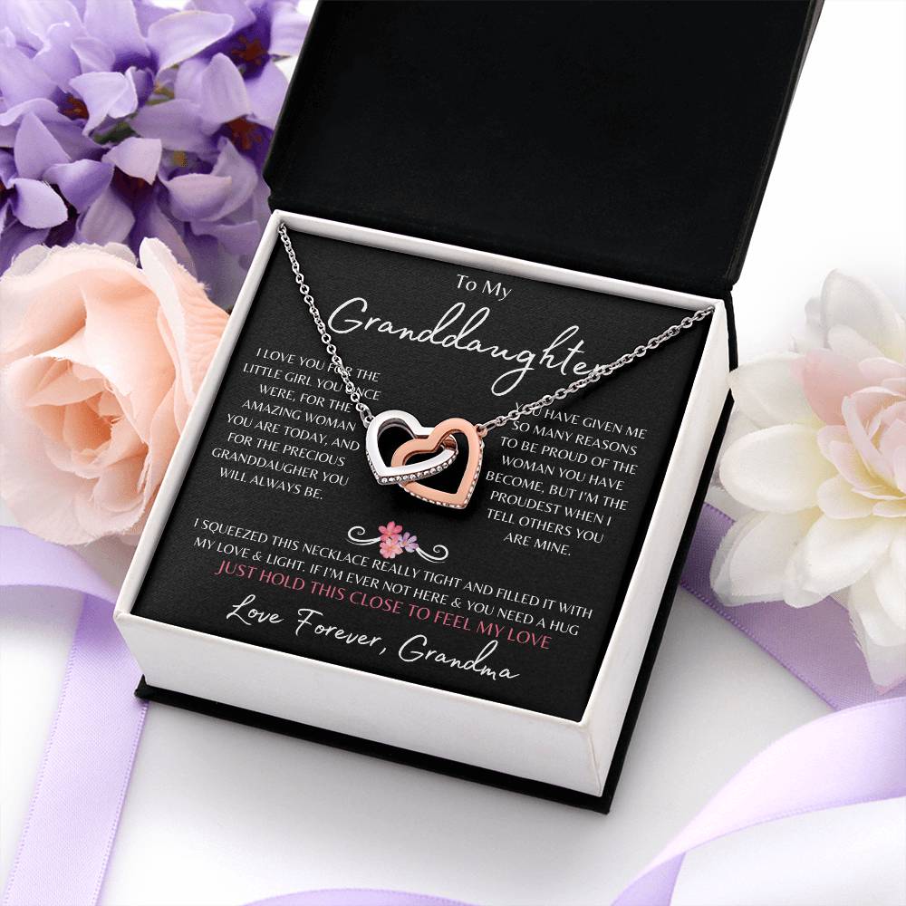 To My Granddaughter From Grandma | Interlocking Hearts Necklace Gift | The Perfect Present to Say "You Are Precious to Me"