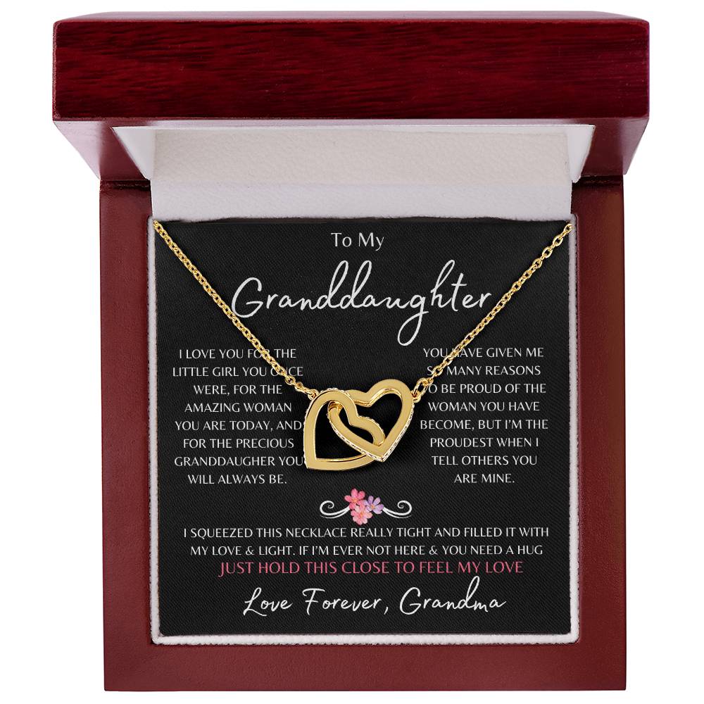 To My Granddaughter From Grandma | Interlocking Hearts Necklace Gift | The Perfect Present to Say "You Are Precious to Me"