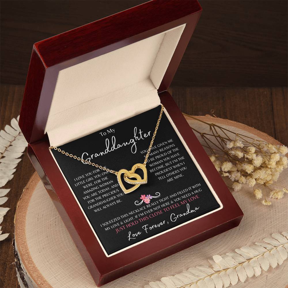 To My Granddaughter From Grandma | Interlocking Hearts Necklace Gift | The Perfect Present to Say "You Are Precious to Me"