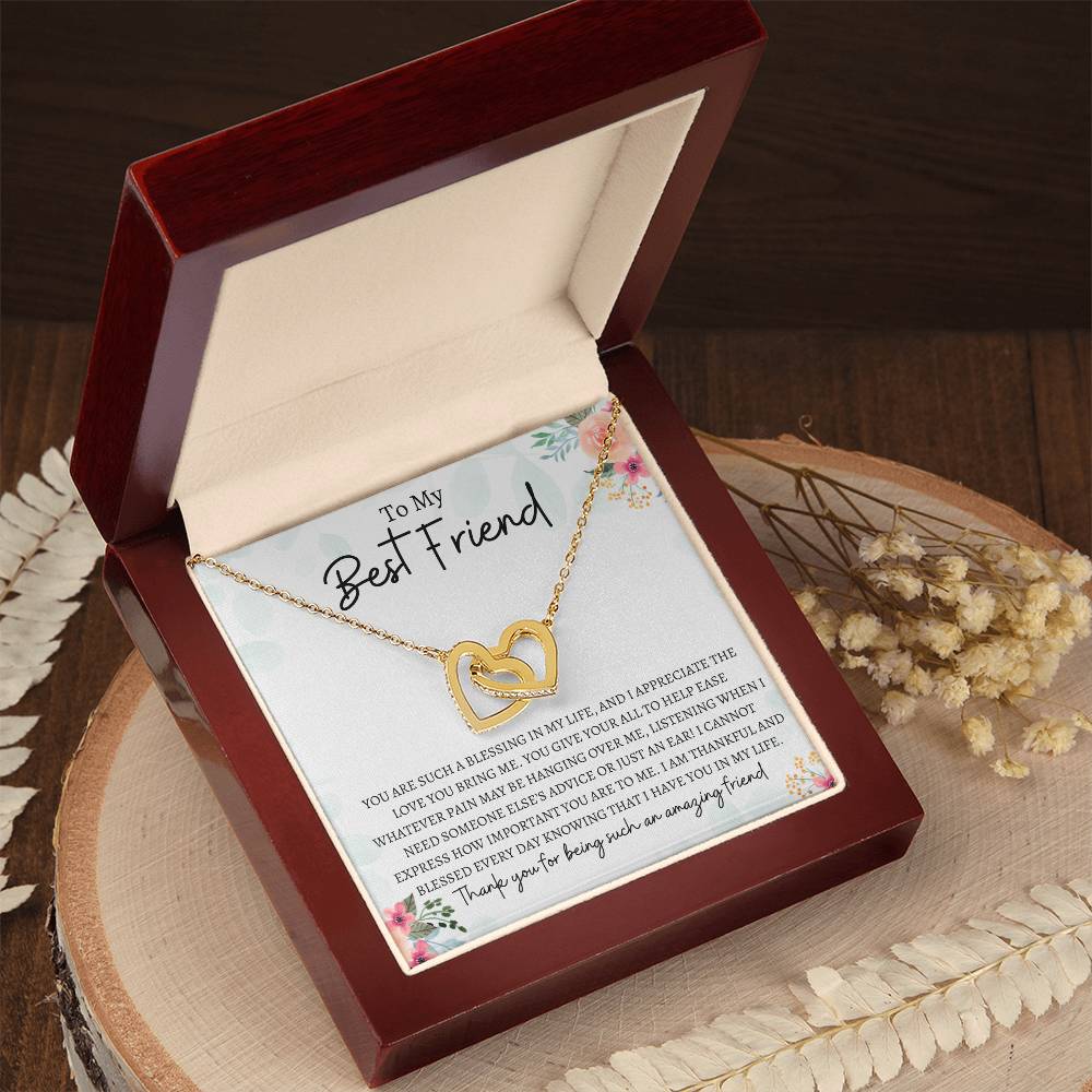 To My Best Friend | Interlocking Hearts Necklace Gift | The Perfect Present to Say "Thank you For Being Such an Amazing Friend"