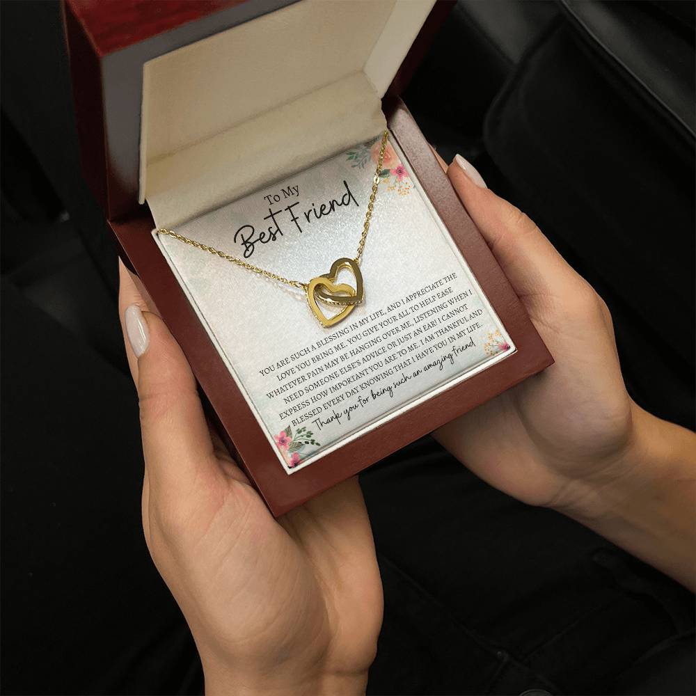 To My Best Friend | Interlocking Hearts Necklace Gift | The Perfect Present to Say "Thank you For Being Such an Amazing Friend"
