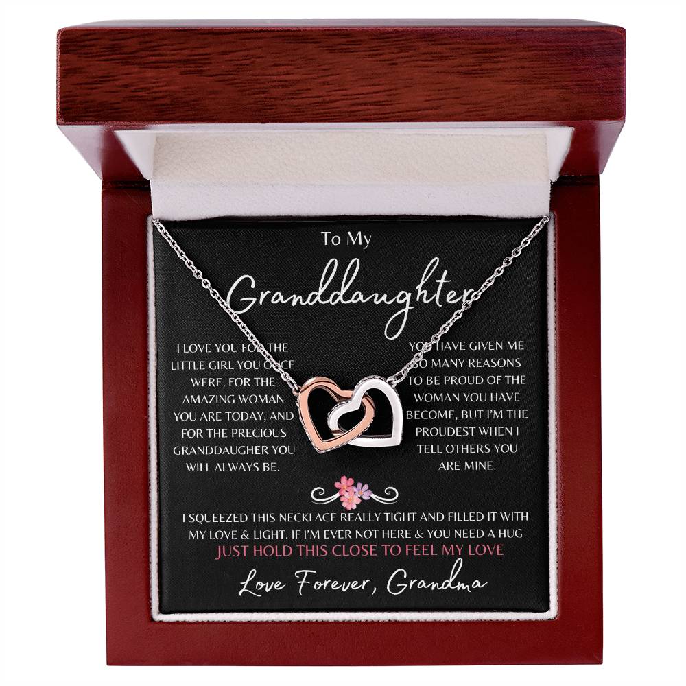 To My Granddaughter From Grandma | Interlocking Hearts Necklace Gift | The Perfect Present to Say "You Are Precious to Me"