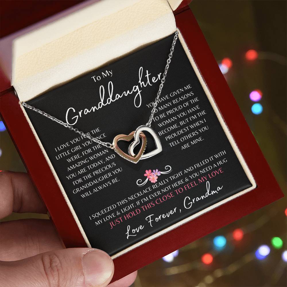 To My Granddaughter From Grandma | Interlocking Hearts Necklace Gift | The Perfect Present to Say "You Are Precious to Me"