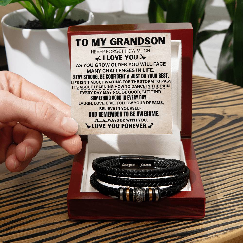 To My Grandson | Love You Forever Bracelet Gift | The Perfect Present To Say "Believe In Yourself"