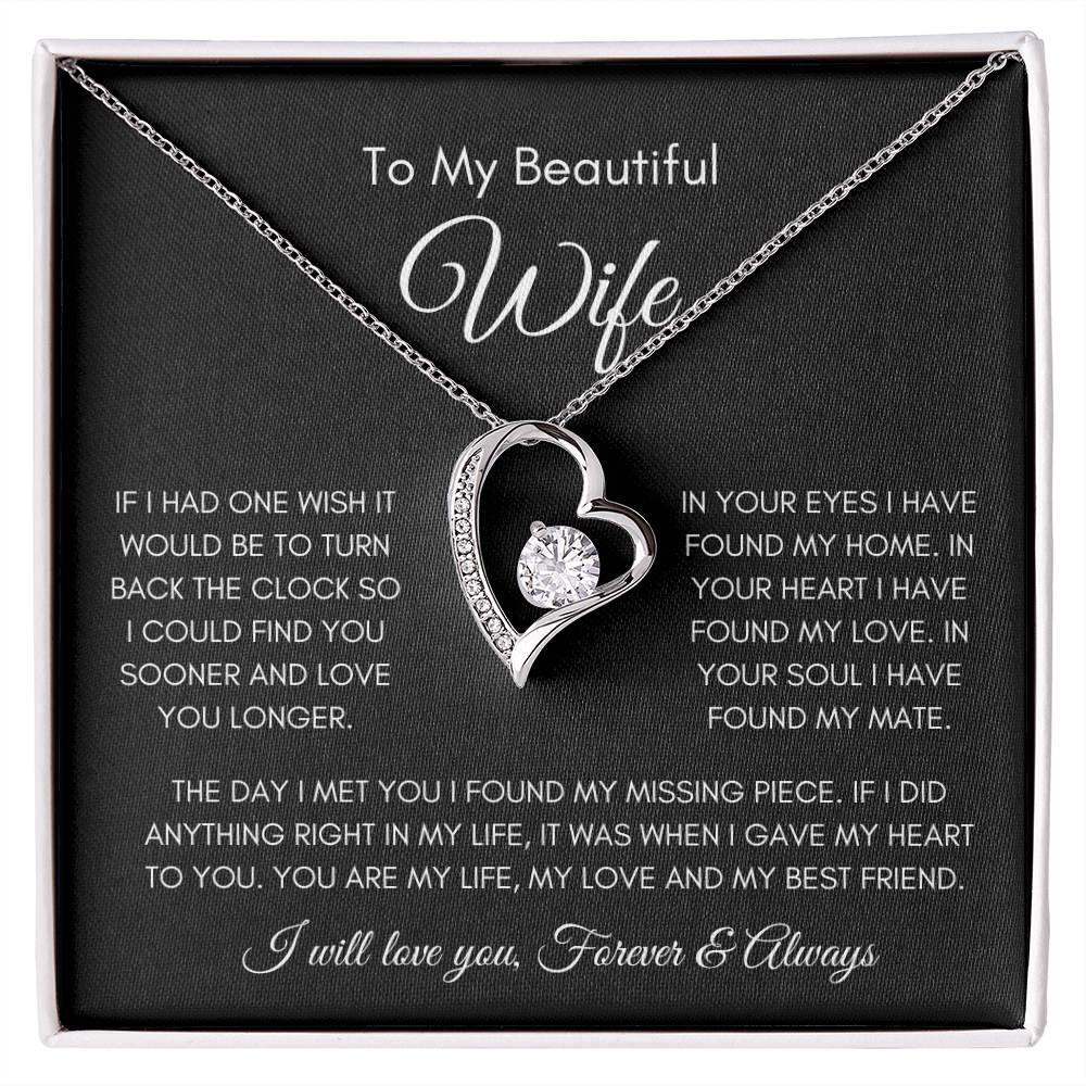To My Beautiful Wife | Forever Love Necklace Gift | The Perfect Present to Say "You Are My Missing Piece"