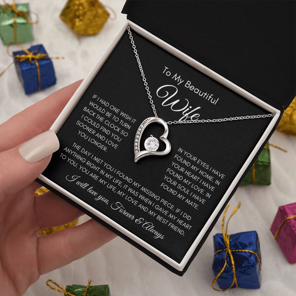 To My Beautiful Wife | Forever Love Necklace Gift | The Perfect Present to Say "You Are My Missing Piece"