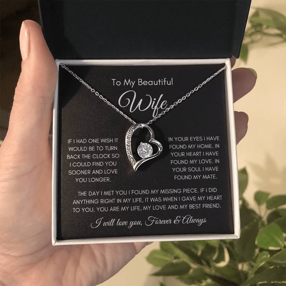 To My Beautiful Wife | Forever Love Necklace Gift | The Perfect Present to Say "You Are My Missing Piece"
