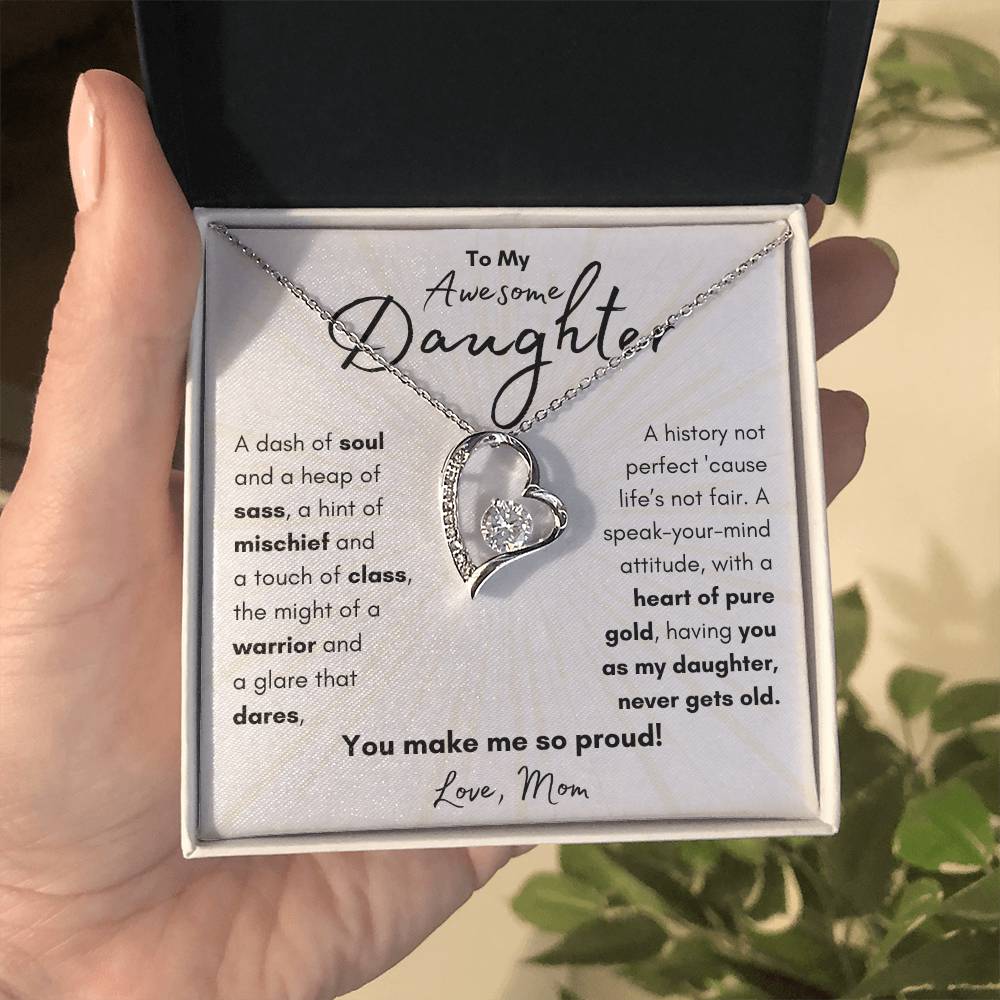 To My Awesome Daughter From Mom | Forever Love Necklace Gift |The Perfect Present to Say "You Make Me So Proud!"