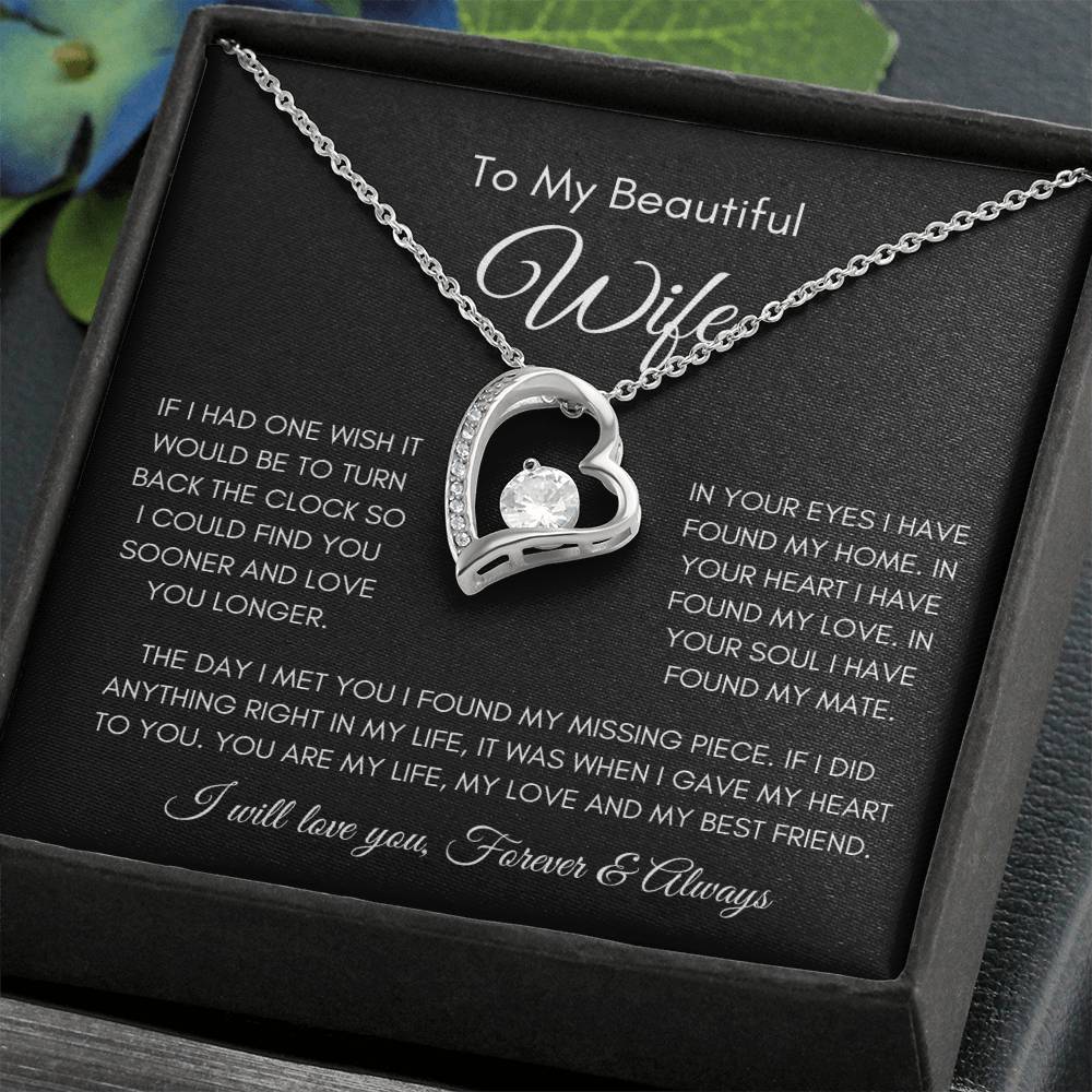 To My Beautiful Wife | Forever Love Necklace Gift | The Perfect Present to Say "You Are My Missing Piece"