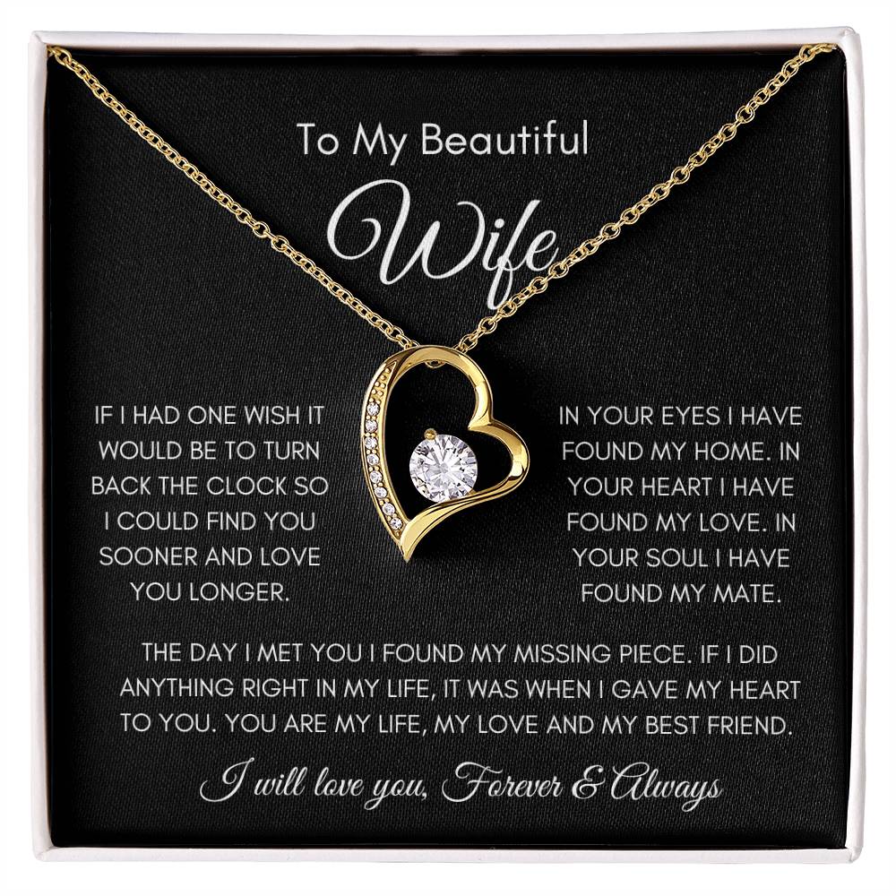 To My Beautiful Wife | Forever Love Necklace Gift | The Perfect Present to Say "You Are My Missing Piece"