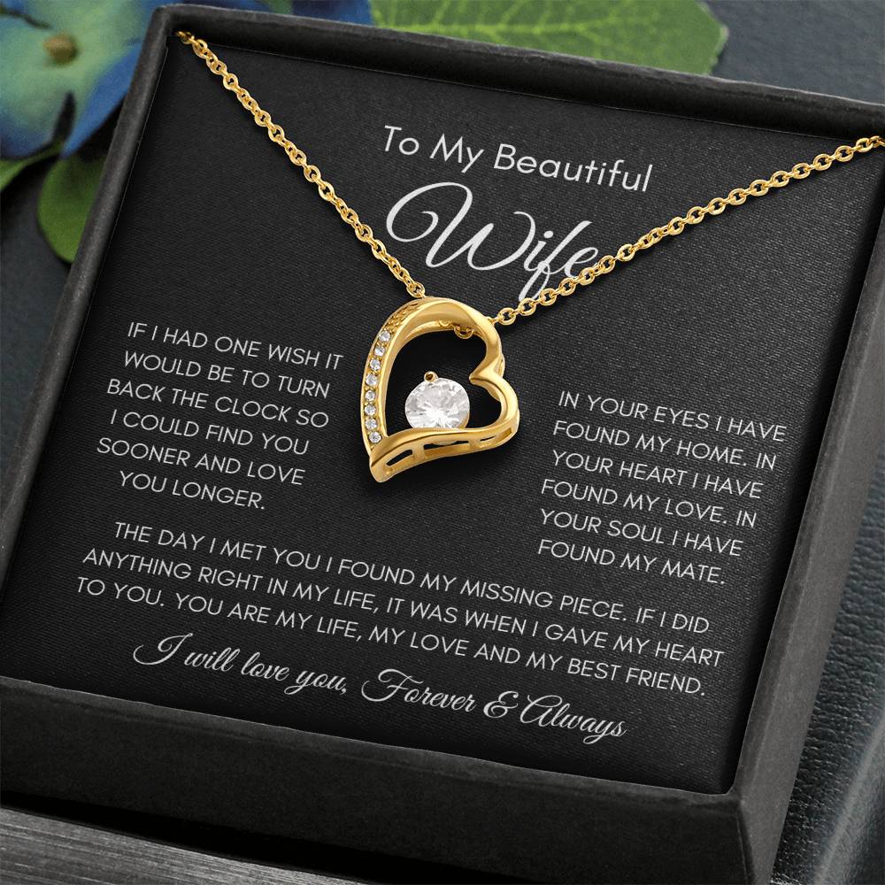 To My Beautiful Wife | Forever Love Necklace Gift | The Perfect Present to Say "You Are My Missing Piece"