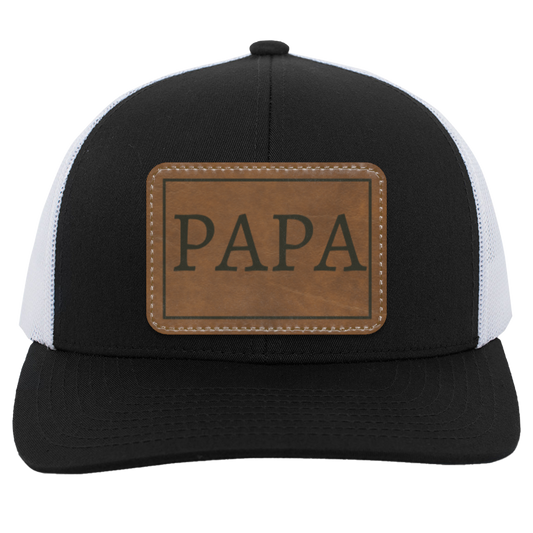 Papa - Leather | Trucker Patch Hat