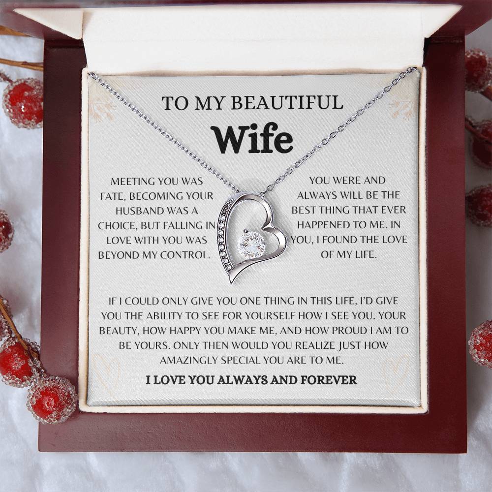 To My Beautiful Wife | Forever Love Necklace Gift | The Perfect Present to Say "You Are the Best Thing to Happen to Me"