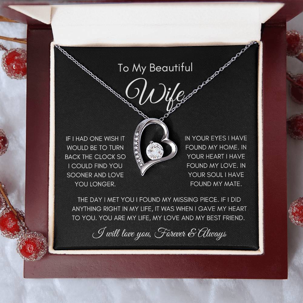 To My Beautiful Wife | Forever Love Necklace Gift | The Perfect Present to Say "You Are My Missing Piece"
