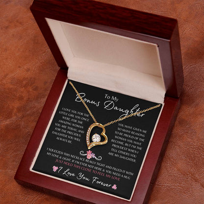 To My Bonus Daughter | Forever Love Necklace Gift | The Perfect Present to Say "I'm Proud To Call You My Daughter"