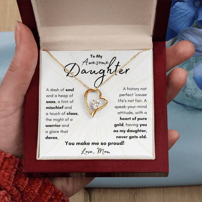 To My Awesome Daughter From Mom | Forever Love Necklace Gift |The Perfect Present to Say "You Make Me So Proud!"