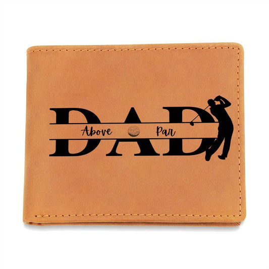 Above Par Dad Golf Themed Leather Wallet