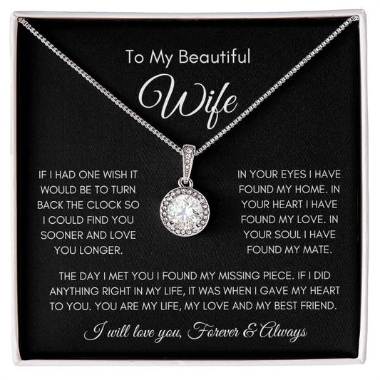 To My Beautiful Wife | Eternal Hope Necklace Gift | White Gold Finish | The Perfect Present to Say "You Are My Missing Piece"