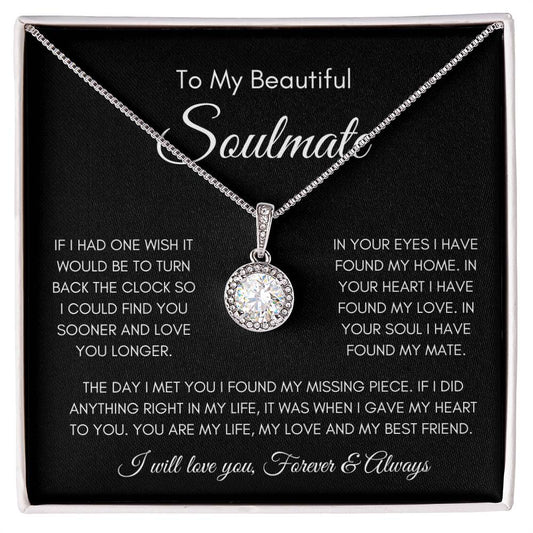 To My Soulmate | Eternal Hope Necklace Gift | White Gold Finish | The Perfect Present to Say "You Are My Missing Piece"