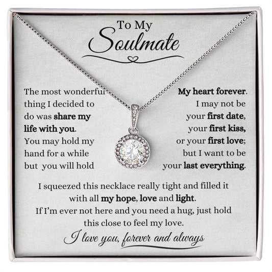 To My Soulmate | Eternal Hope Necklace Gift | White Gold Finish | The Perfect Present to Say "You Hold My Heart Forever"