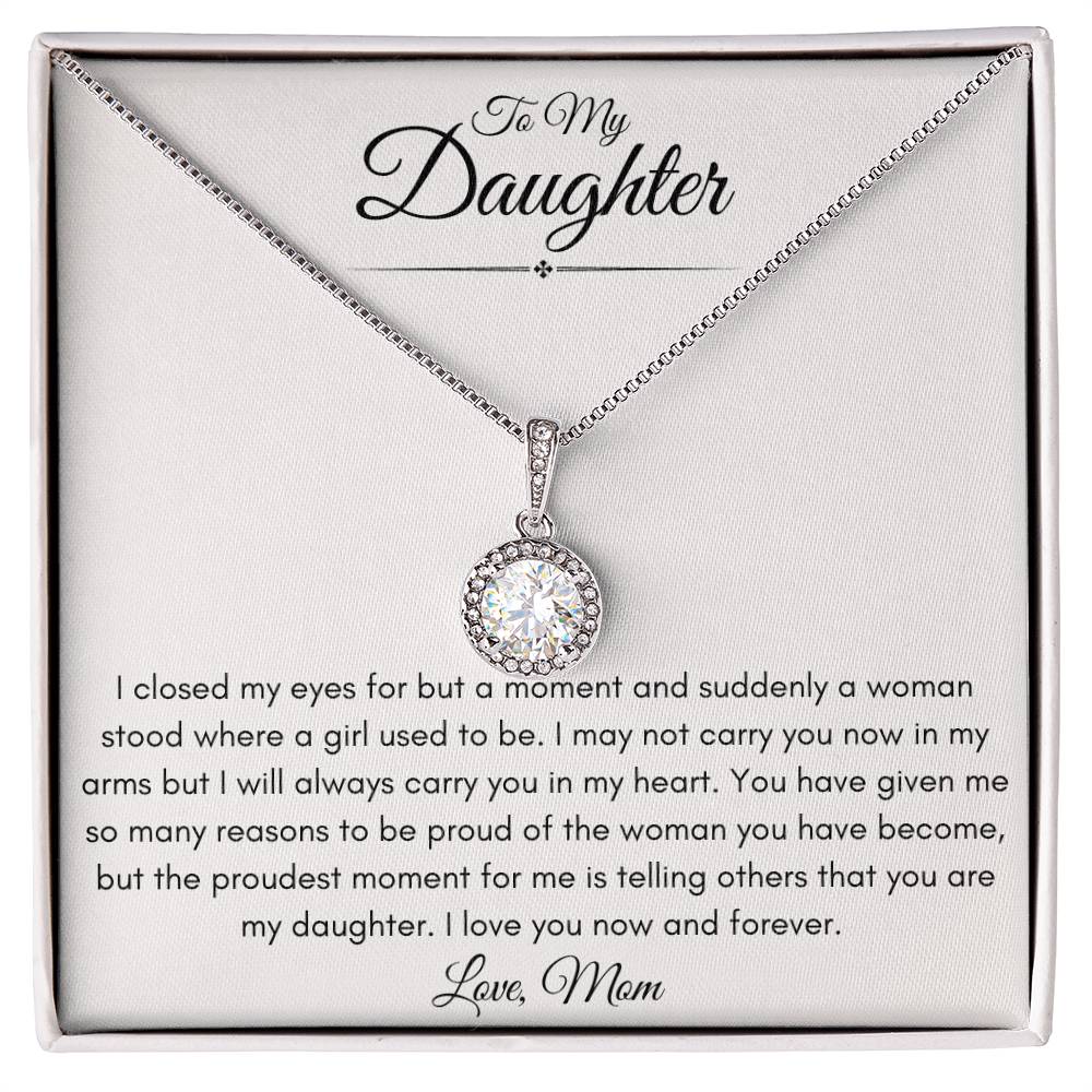 To My Bonus Daughter Love Mom | Eternal Hope Necklace Gift | The Perfect Present to say "I'm Proud to Call You My Daughter"