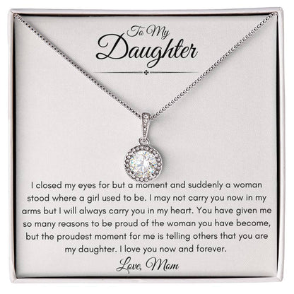 To My Bonus Daughter Love Mom | Eternal Hope Necklace Gift | The Perfect Present to say "I'm Proud to Call You My Daughter"