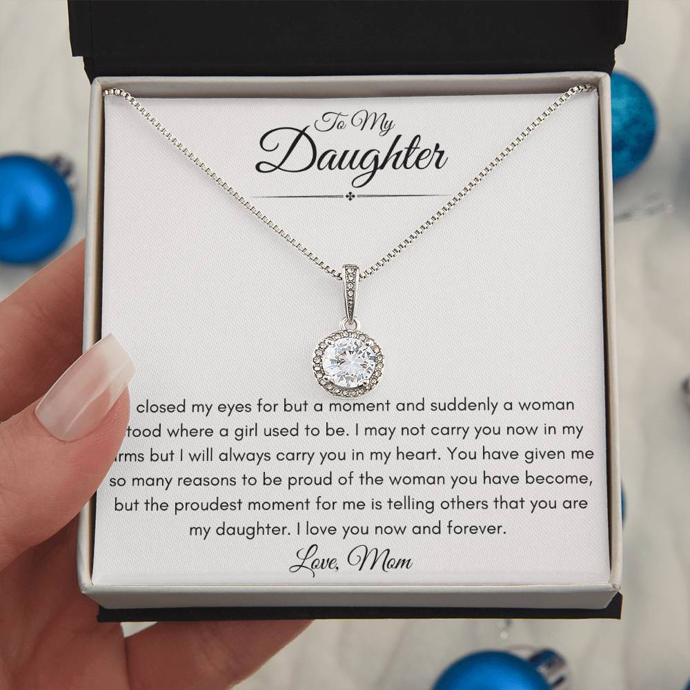 To My Bonus Daughter Love Mom | Eternal Hope Necklace Gift | The Perfect Present to say "I'm Proud to Call You My Daughter"