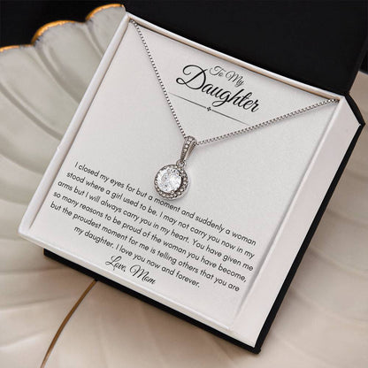 To My Bonus Daughter Love Mom | Eternal Hope Necklace Gift | The Perfect Present to say "I'm Proud to Call You My Daughter"