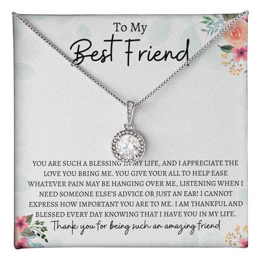 To My Best Friend | Eternal Hope Necklace Gift | White Gold Finish | The Perfect Present to say "Thank You For Being Such an Amazing Friend"