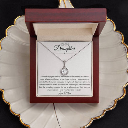 To My Bonus Daughter Love Mom | Eternal Hope Necklace Gift | The Perfect Present to say "I'm Proud to Call You My Daughter"