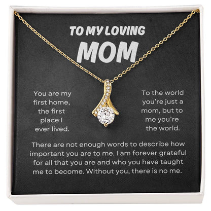 To My Loving Mom | Alluring Beauty Necklace | Yellow or Gold Finish | The Perfect Present to Say "You Mean the World to Me"