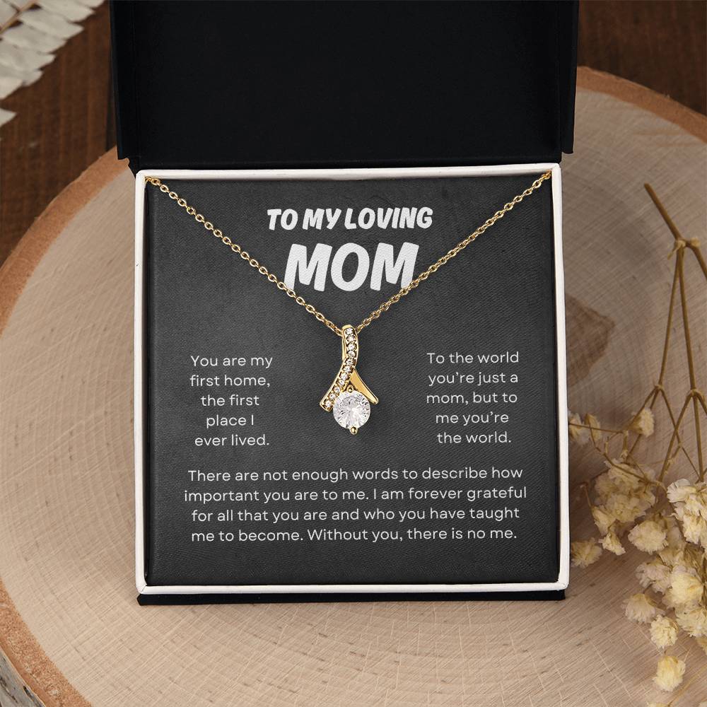 To My Loving Mom | Alluring Beauty Necklace | Yellow or Gold Finish | The Perfect Present to Say "You Mean the World to Me"