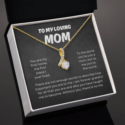 To My Loving Mom | Alluring Beauty Necklace | Yellow or Gold Finish | The Perfect Present to Say "You Mean the World to Me"