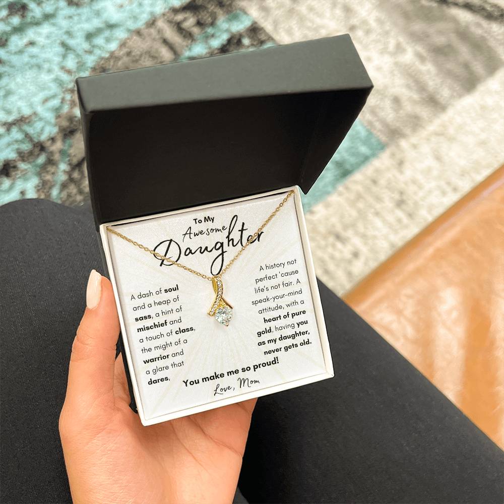 To My Awesome Daughter From Mom | Alluring Beauty Necklace Gift| The Perfect Present to Say "You Make Me So Proud!"