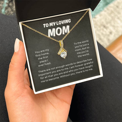 To My Loving Mom | Alluring Beauty Necklace | Yellow or Gold Finish | The Perfect Present to Say "You Mean the World to Me"